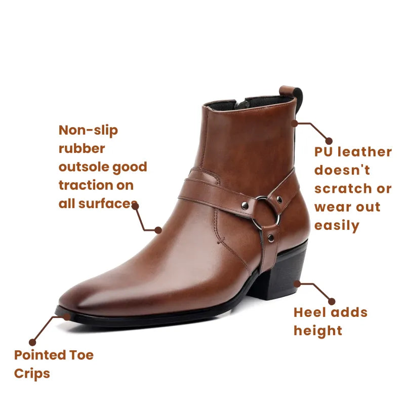 GEORGE Mens Cowboy Boots - PU Leather | Sturdy & Sharp - Yehaw