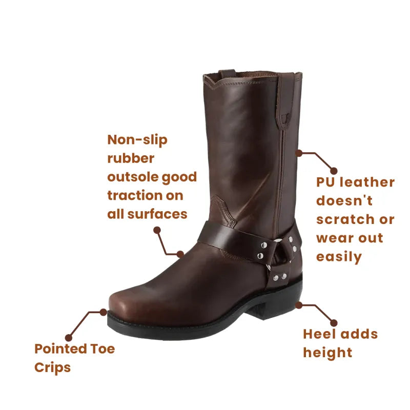GHOST Mens Cowboy Boots - PU Leather | Reliable & Clean Look - Yehaw