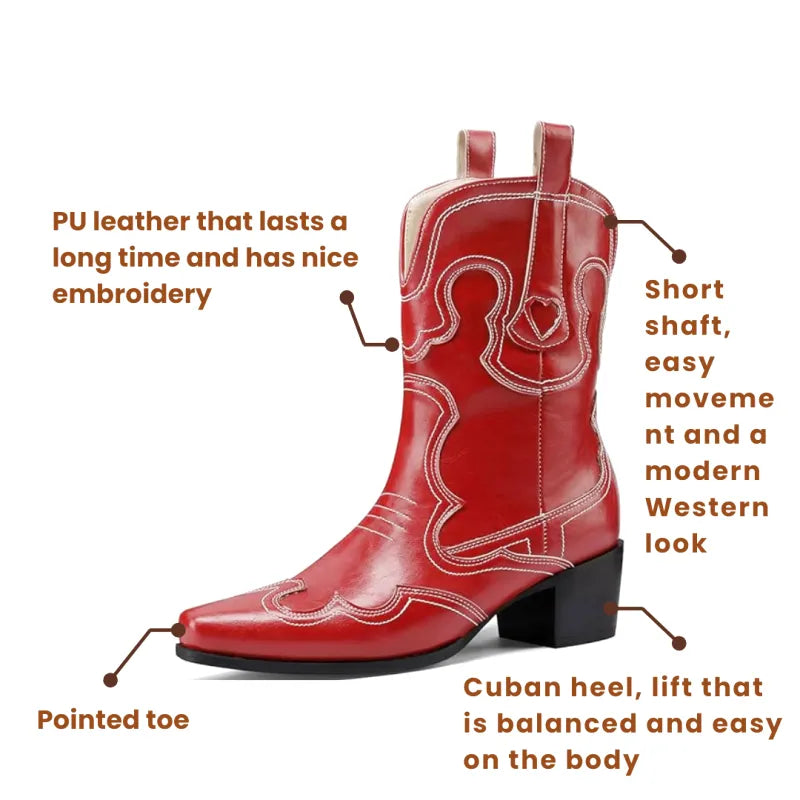 GRACIE Cowgirl Boots - Resistant PU leather | Elegance & Stability - Yehaw
