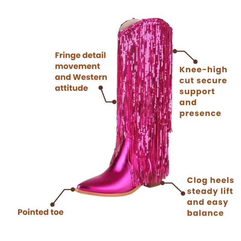 HELEN Cowgirl Boots Fringe - Clog Heel | Top of the range comfort - Yehaw
