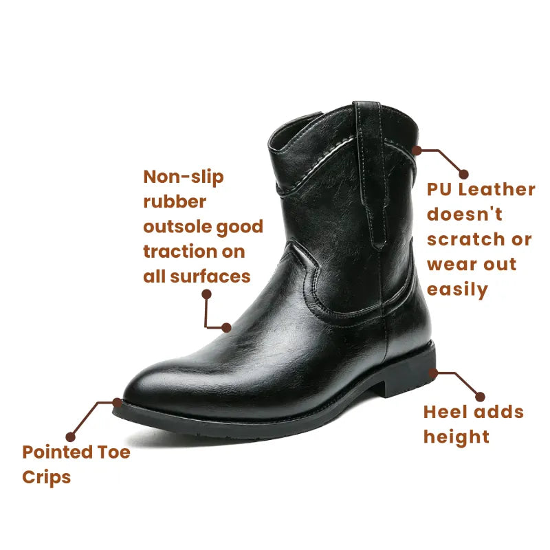 JIMMY Mens Cowboy Boots - PU Leather | Reliable & Clean Look - Yehaw