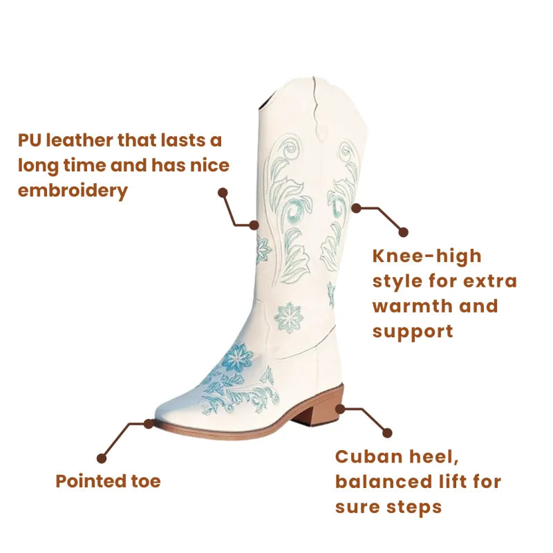 KATE Cowgirl Boots - Resistant PU leather | Elegance & Stability - Yehaw