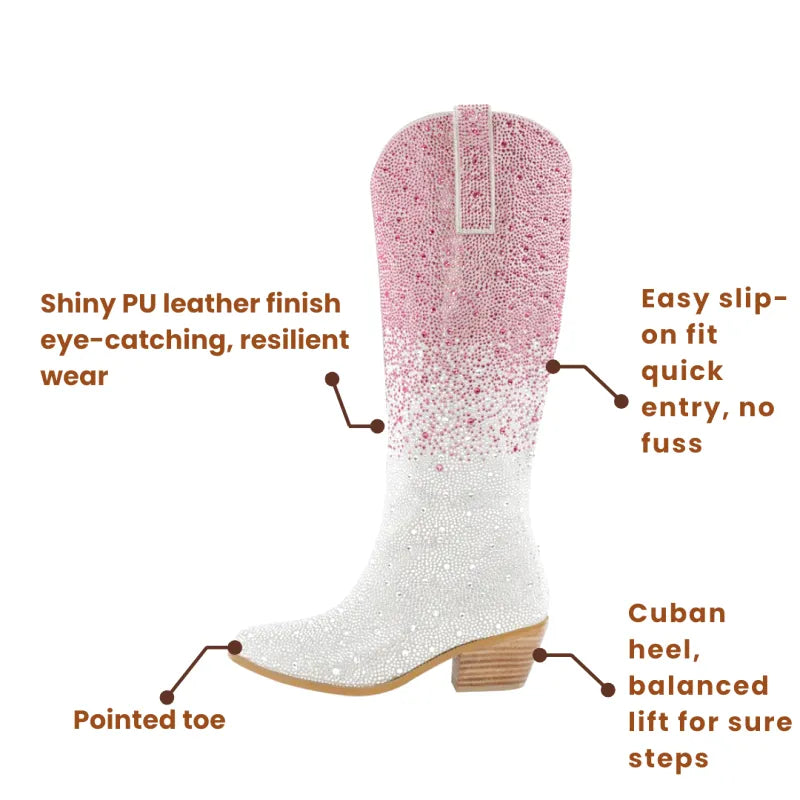 LOVE Cowgirl Boots - Shiny PU leather | Elegance & Stability - Yehaw