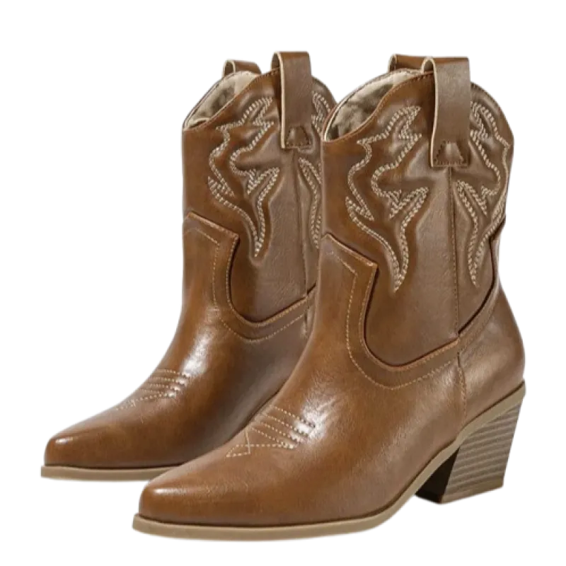 LYNN Cowgirl Boots - Resistant PU leather | Elegance & Stability - Yehaw