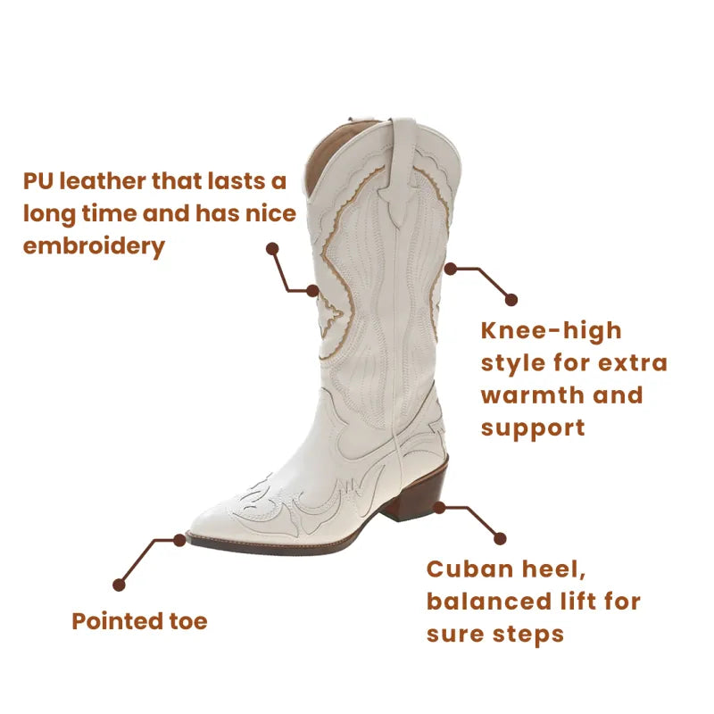 MOLLY Cowgirl Boots - Resistant PU leather | Elegance & Stability - Yehaw