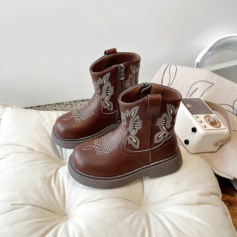 PERL Kids Cowboy Boots - Soft PU leather | Stable & Easy to slip on - Yehaw