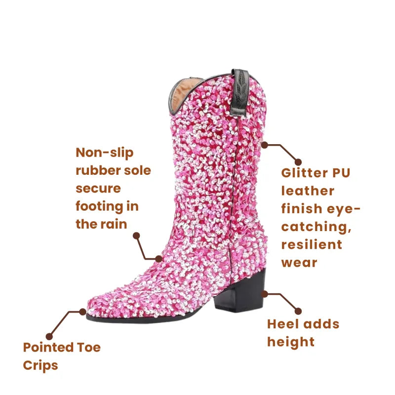 SHONA Cowgirl Boots Glitter – Soft lining | Style & Attitude - Yehaw