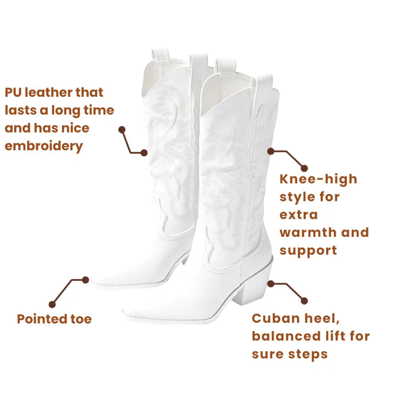 SKYLER Cowgirl Boots - Resistant PU leather | Elegance & Stability - Yehaw