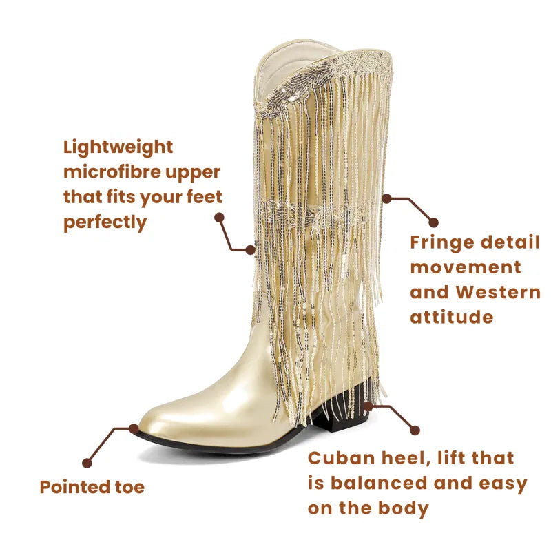 TAMMIE Cowgirl Boots Fringe - Cuban Heel | Top of the range comfort - Yehaw