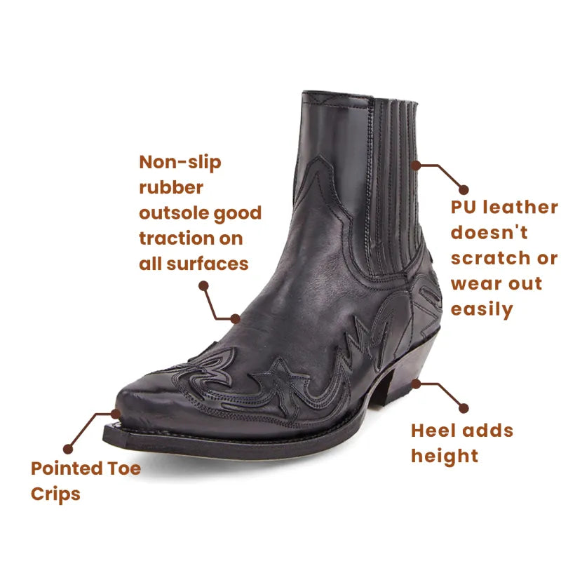 TOMMY Mens Cowboy Boots - PU Leather | Bold Design & Fit - Yehaw
