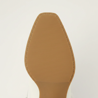 Yehaw DALIA beige vegan leather ankle cowgirl boots with fringe detailing and a medium block heel.
