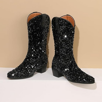 SHONA Cowgirl Boots Glitter – Soft lining | Style & Attitude