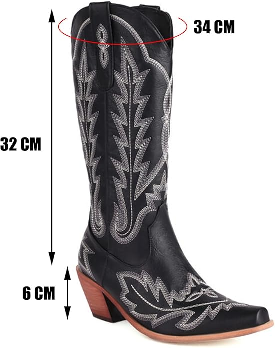 Loretta Cowgirl Boots - Resistant PU leather | Elegance & Stability