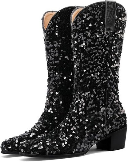 SHONA Cowgirl Boots Glitter – Soft lining | Style & Attitude