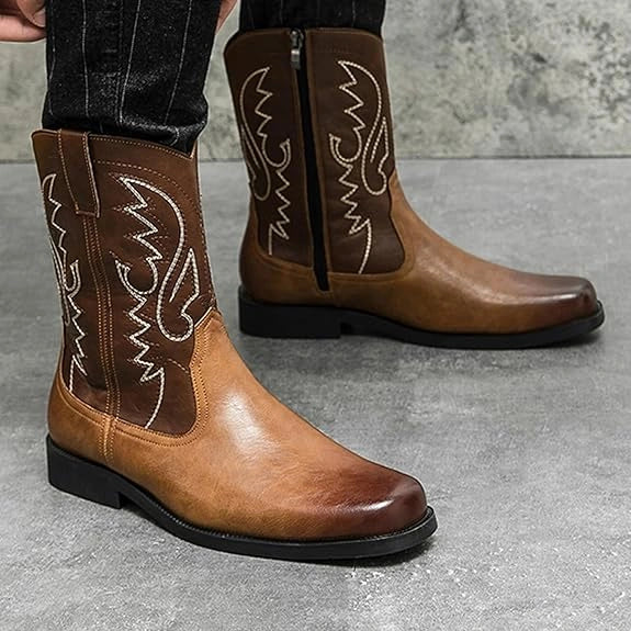 JOHNNY Mens Cowboy Boots - Yehaw | Black & Brown