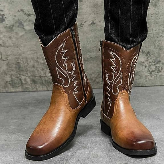 JOHNNY Mens Cowboy Boots - Yehaw | Black & Brown