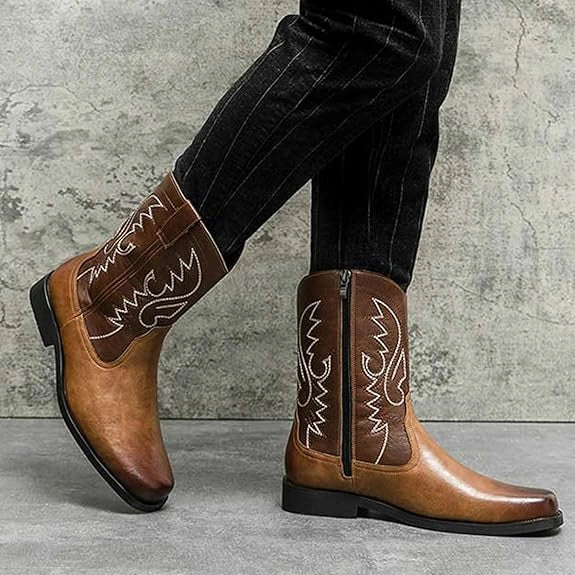 JOHNNY Mens Cowboy Boots - Yehaw | Black & Brown