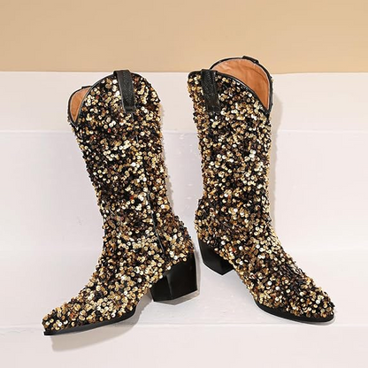 SHONA Cowgirl Boots Glitter – Soft lining | Style & Attitude