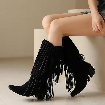 POPPY Cowgirl Boots Fringe - Soft lining | Elegance & Stability