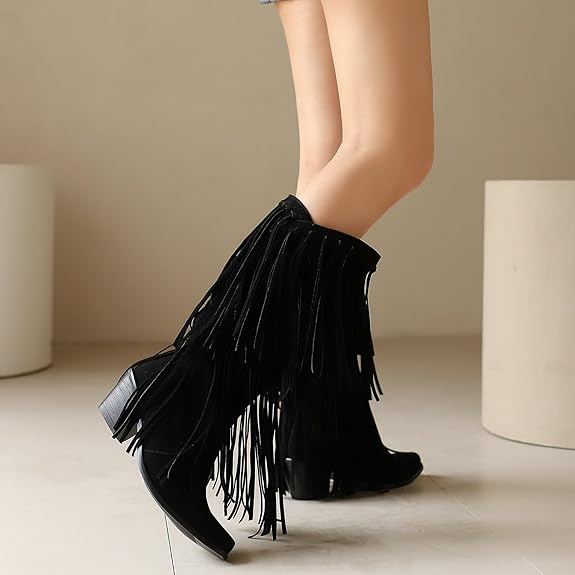 POPPY Cowgirl Boots Fringe - Soft lining | Elegance & Stability