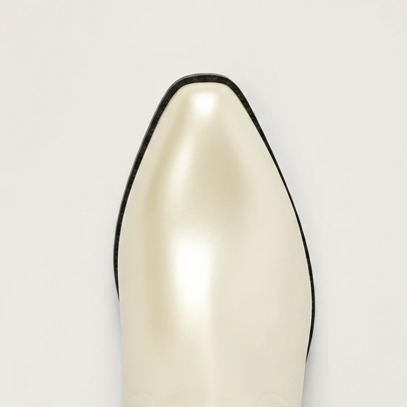 Yehaw TAMMIE gold vegan microfibre mid-calf cowgirl boots with decorative metallic fringe and a pointed toe.