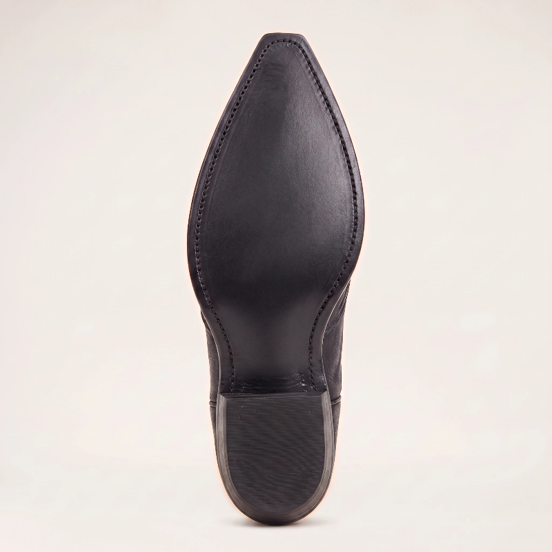 Yehaw TOMMY black vegan leather ankle cowboy boots with pointed toe and decorative western stitching