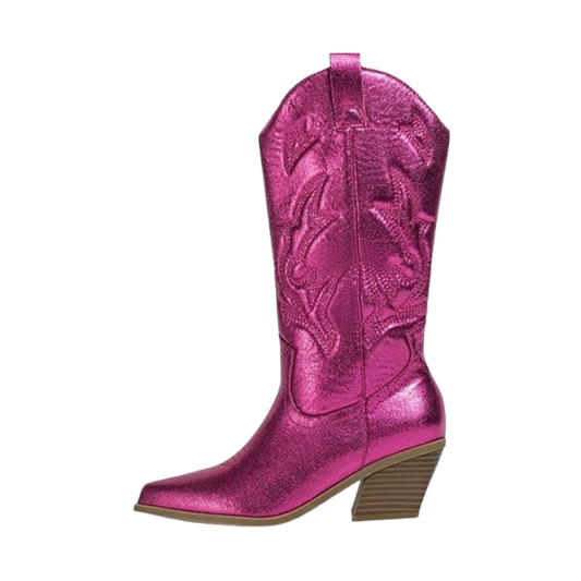 LILY Metallic Cowgirl Boots - Resistant PU leather | Elegance & Stability