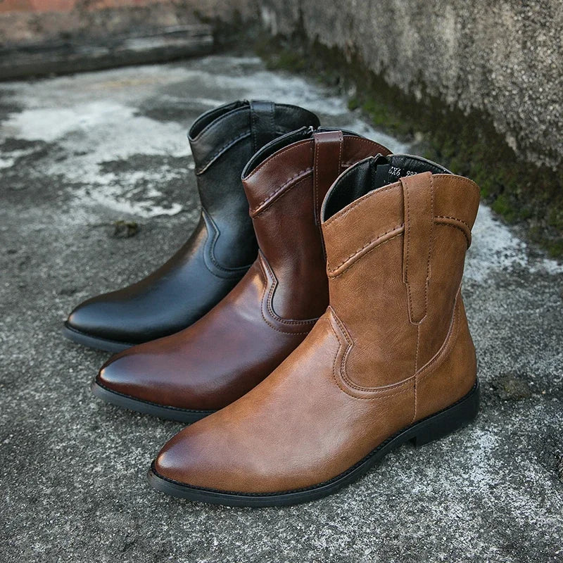JIMMY Mens Cowboy Boots - PU Leather | Reliable & Clean Look - Yehaw
