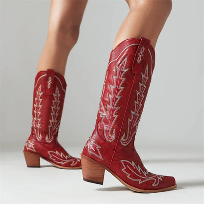 Loretta Cowgirl Boots - Resistant PU leather | Elegance & Stability - Yehaw
