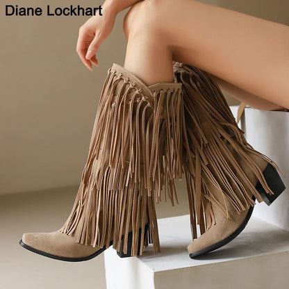 POPPY Cowgirl Boots Fringe - Soft lining | Elegance & Stability - Yehaw