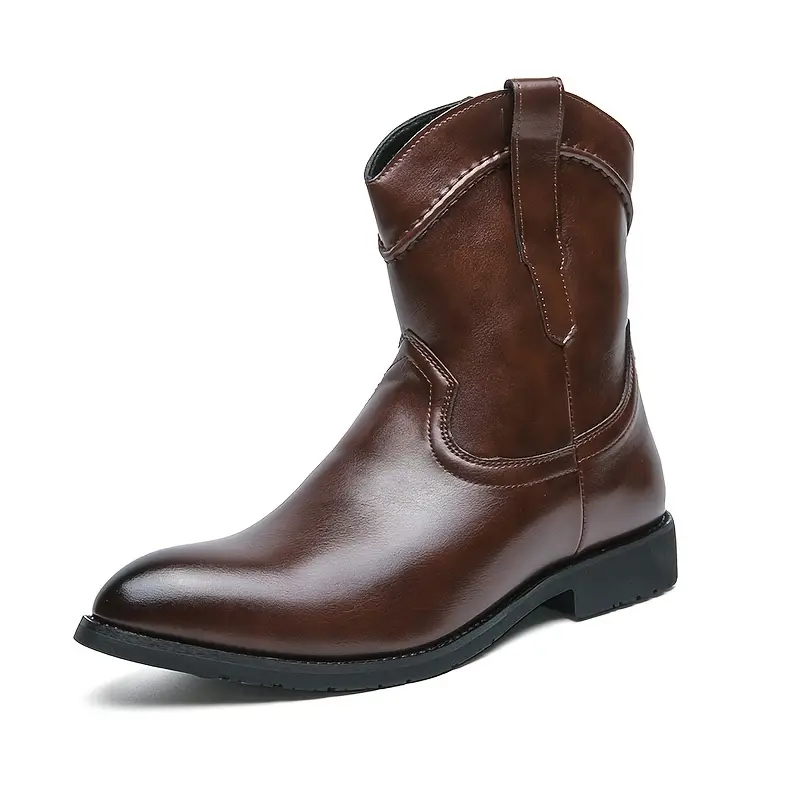 JIMMY Mens Cowboy Boots - PU Leather | Reliable & Clean Look - Yehaw