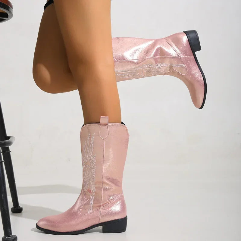 BESSIE Cowgirl Boots - Resistant PU leather | Elegance & Stability - Yehaw