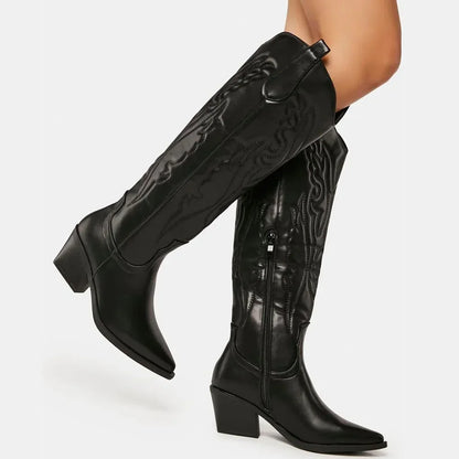 DELANEY Cowgirl Boots - Resistant PU leather | Elegance & Stability - Yehaw