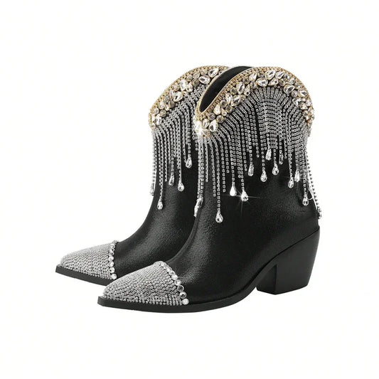 TESSA Cowgirl Boots - Shiny PU leather | Elegance & Stability - Yehaw