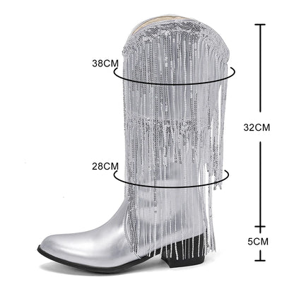 TAMMIE Cowgirl Boots Fringe - Clog Heel | Top of the range comfort - Yehaw