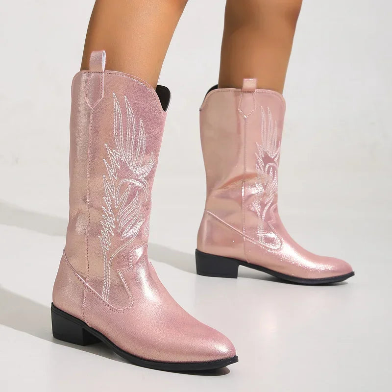 BESSIE Cowgirl Boots - Resistant PU leather | Elegance & Stability - Yehaw