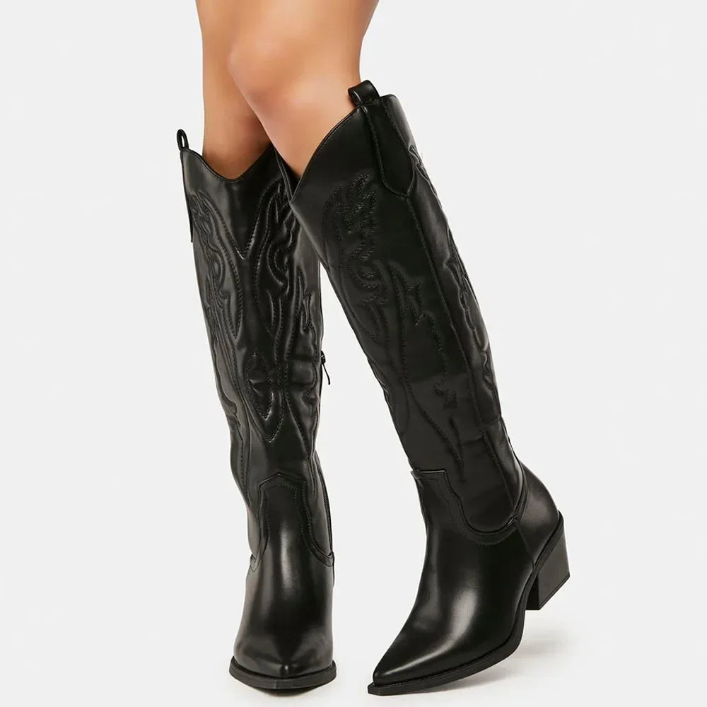 DELANEY Cowgirl Boots - Resistant PU leather | Elegance & Stability - Yehaw