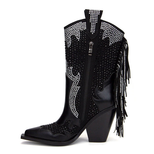 ROSA Cowgirl Boots - Shiny PU leather | Elegance & Stability - Yehaw
