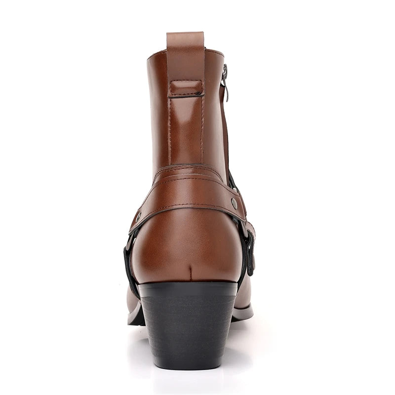 GEORGE Mens Cowboy Boots - PU Leather | Sturdy & Sharp - Yehaw