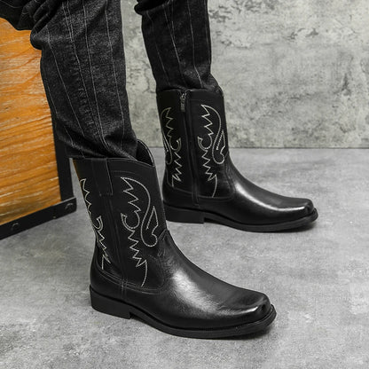 JOHNNY Mens Cowboy Boots - PU Leather | Reliable & Clean Look - Yehaw