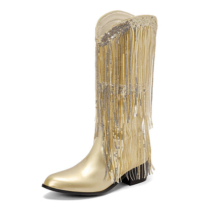 TAMMIE Cowgirl Boots Fringe - Clog Heel | Top of the range comfort - Yehaw