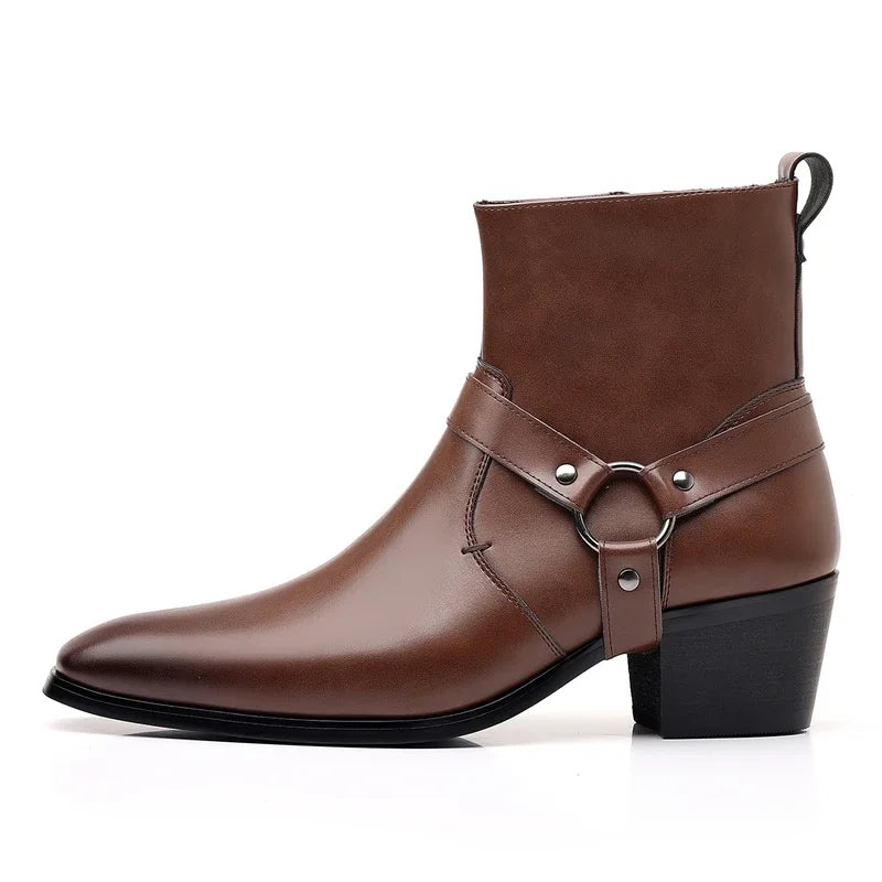 GEORGE Mens Cowboy Boots - PU Leather | Sturdy & Sharp - Yehaw