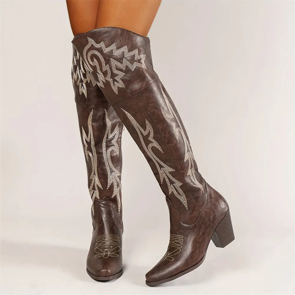 BELLE Cowgirl Boots - Resistant PU leather | Elegance & Stability - Yehaw