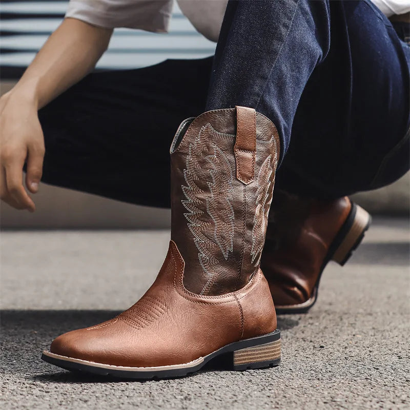 BOB Mens Cowboy Boots - PU Leather | Bold Design & Fit - Yehaw