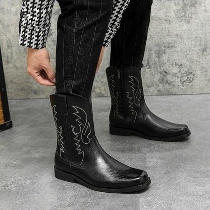 JOHNNY Mens Cowboy Boots - PU Leather | Reliable & Clean Look - Yehaw