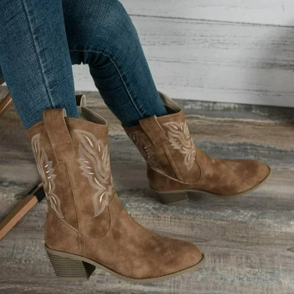SANDY Cowgirl Boots - Resistant PU leather | Elegance & Stability - Yehaw