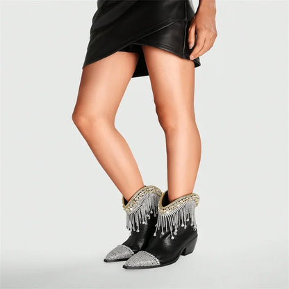 TESSA Cowgirl Boots - Shiny PU leather | Elegance & Stability - Yehaw