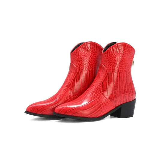 ANNIE Cowgirl Boots - Crocodile PU leather | Elegance & Stability - Yehaw
