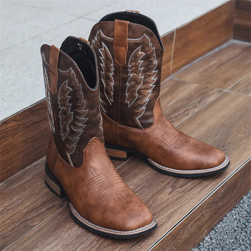 BOB Mens Cowboy Boots - PU Leather | Bold Design & Fit - Yehaw