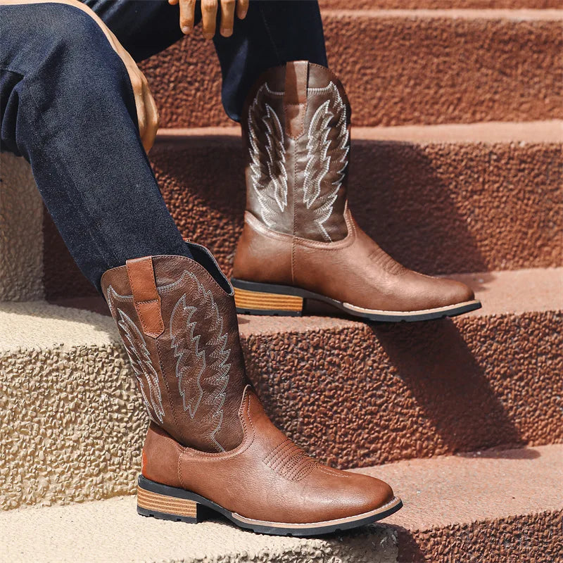 BOB Mens Cowboy Boots - PU Leather | Bold Design & Fit - Yehaw